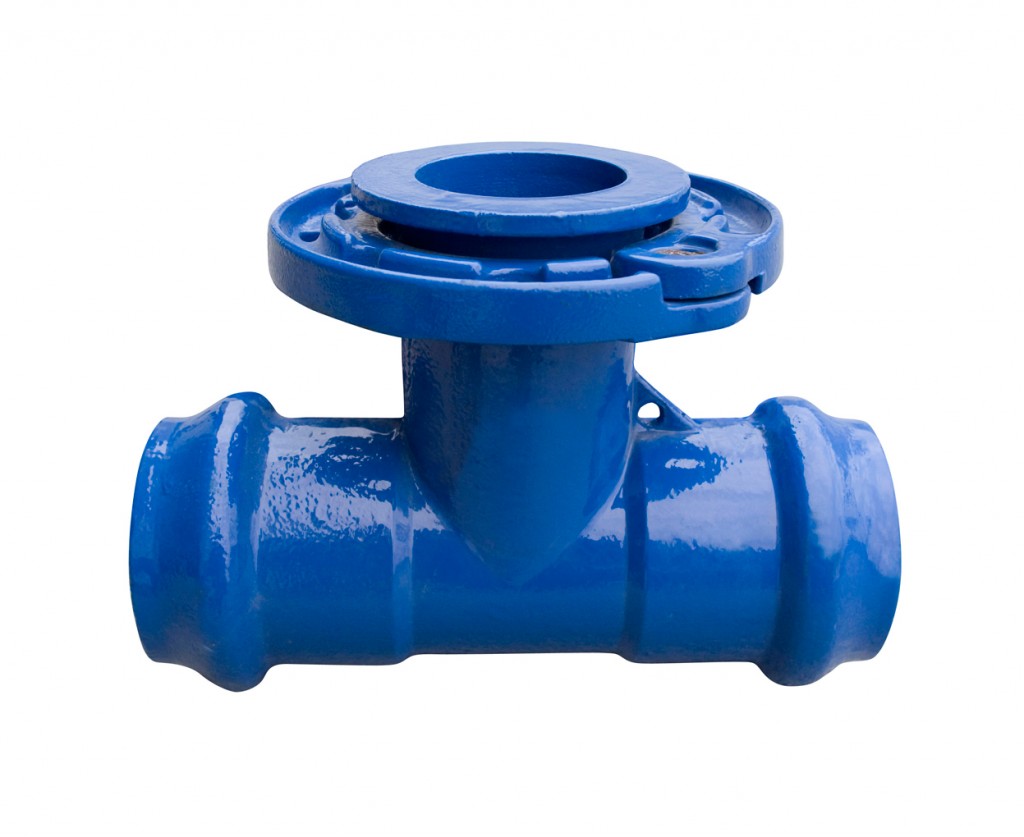 Ductile Iron Tee with flanged branch for PVC Pipe
